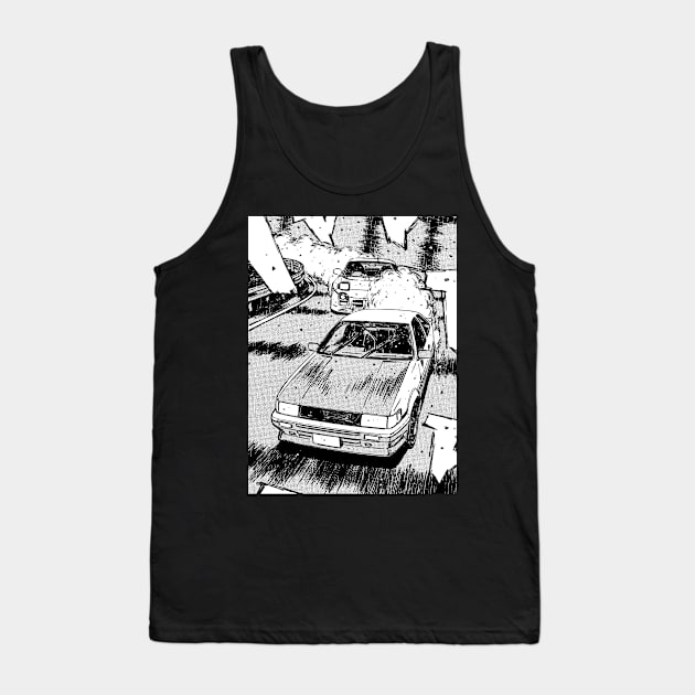 JDM Japanese Drift Racer Drifting Car Anime Manga Eurobeat Intensifies Racing Aesthetic Tank Top by Neon Bang Bang